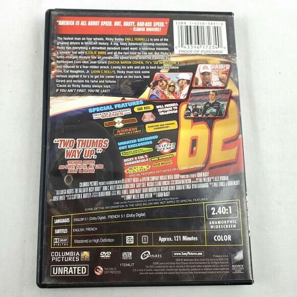 Talladega Nights: The Ballad of Ricky Bobby (2006 Film) Comedy/Sport [DVD] - Picture 3 of 3